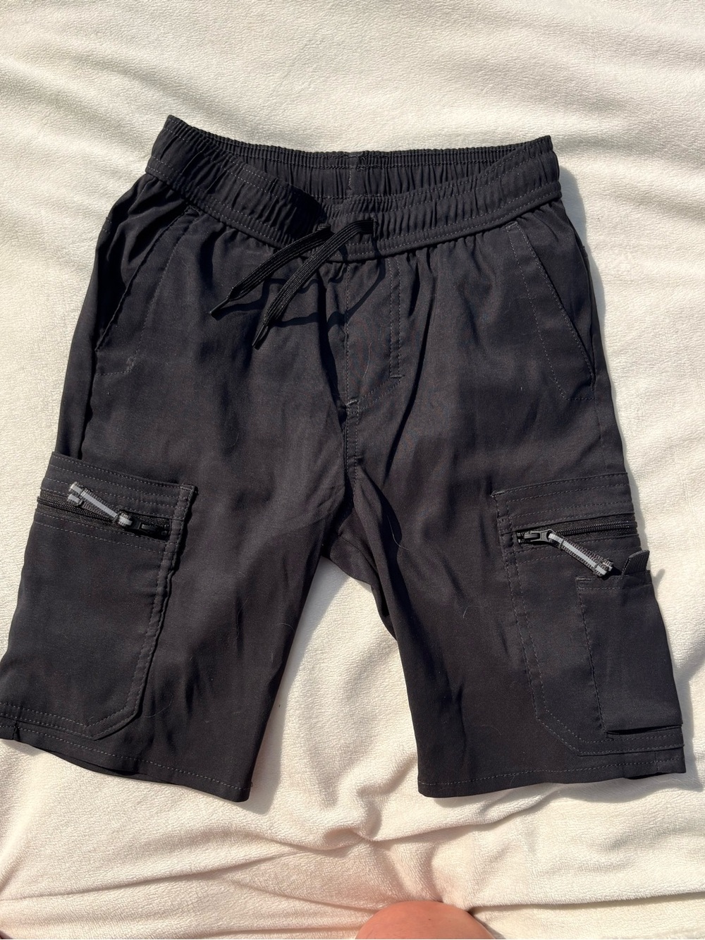 Boys 6/7 lightweight Black Cargo Drawstring Shorts